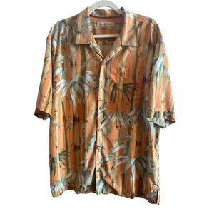 Tommy Bahama Silk Peach Bamboo Stripe Men's XL Short Sleeve Shirt Resort Cruise